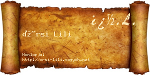 Örsi Lili névjegykártya